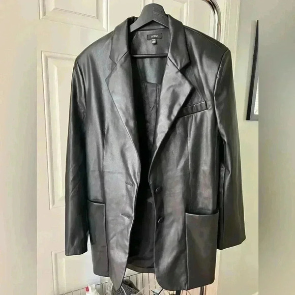 AFRM leather blazer long line jacket with buttons oversized. - Picture 1 of 4